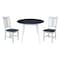 International Concepts 42 in. Solid Wood Round Dual Drop Leaf Dining Table with 2 Chairs in White/Heather Gray K05-42DL-C10-2 - alternate 1